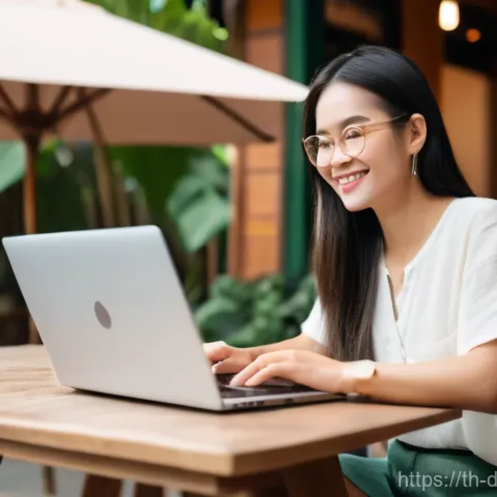 디지털 노마드의 비즈니스 모델 탐구 - **Prompt:** A focused and content female digital nomad in her late 20s, wearing stylish yet comforta...