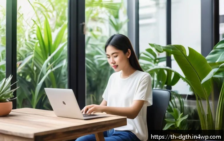 디지털 노마드의 경력 변화를 위한 조언 - A professional digital nomad workspace scene in a cozy Bangkok coworking space, featuring a young As...