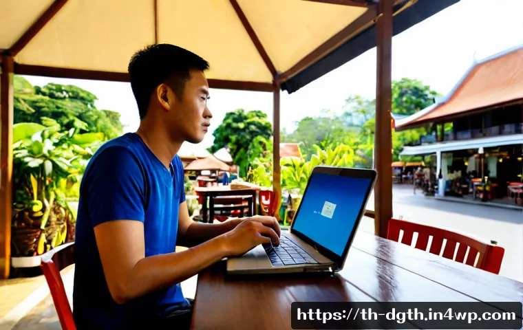디지털 노마드를 위한 온라인 리소스 모음 - Photorealistic travel-work scene for a digital nomad in Thailand: a relaxed Southeast Asian professi...